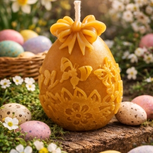 Свещ яйце с панделка